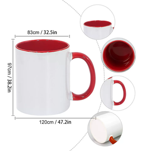 Mug en céramique de 11 oz avec sublimation de couleur intérieure |   Gobelet vierge bicolore enduit pour impression par transfert thermique |   Tasse cadeau personnalisable - Product Image 6