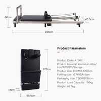 Cama de Pilates Profesional Portátil y Ajustable de Aleación de Aluminio con Diseño Plegable para Uso en Casa y Estudio, Color Blanco Minimalista
