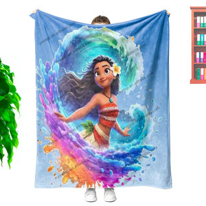 Manta de Felpa con Personaje de la Princesa Moana, la Más Vendida, Personalizada con Estampado de Dibujos Animados, de Poliéster Grueso y Franela - Product Image 3