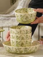 Service de Table en Céramique de Luxe 62 Pièces Style Français Muguet – Bols à Riz et Assiettes Plates pour la Maison, Idéal pour un Dîner de Bienvenue