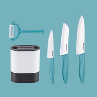 5-delige 6-inch zwarte keramische keukenmessenset met PP-handvat, inclusief 5-inch Santoku-mes, 4,5-inch fruitmes en schilmes, Japans koksmes