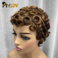 Pelucas de Cabello Humano Corto Tipo Pixie al por Mayor, Peluca Rizada sin Encaje, Peluca de Cabello Humano Natural para Mujeres Negras