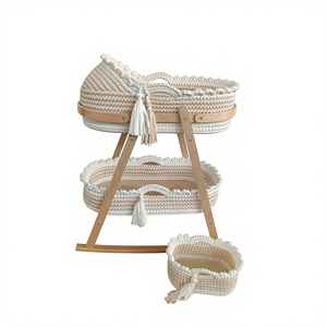 Panier à langer pour bébé en coton crocheté, style bohème moderne, écologique, fait sur mesure, imperméable, ovale, avec <span class=keywords><strong>rangement</strong></span> - Product Image 1