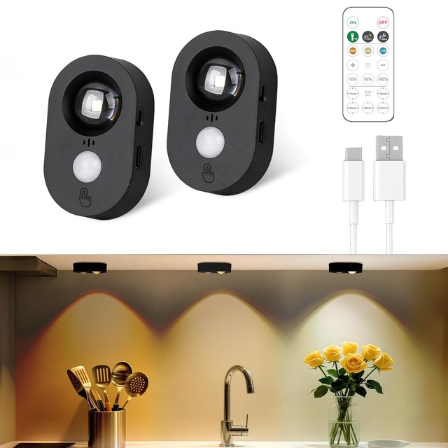 Smart Mini LED Cabinet Light Rechargeable Motion Sensor Dimmable with 4000K/6000K Color Temperature for Cabinets
