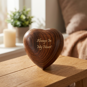 Nouvel arrivage d'urne en bois en forme de cœur urne funéraire souvenir pour les cendres humaines d'animaux fabriqués à la main - Product Image 4