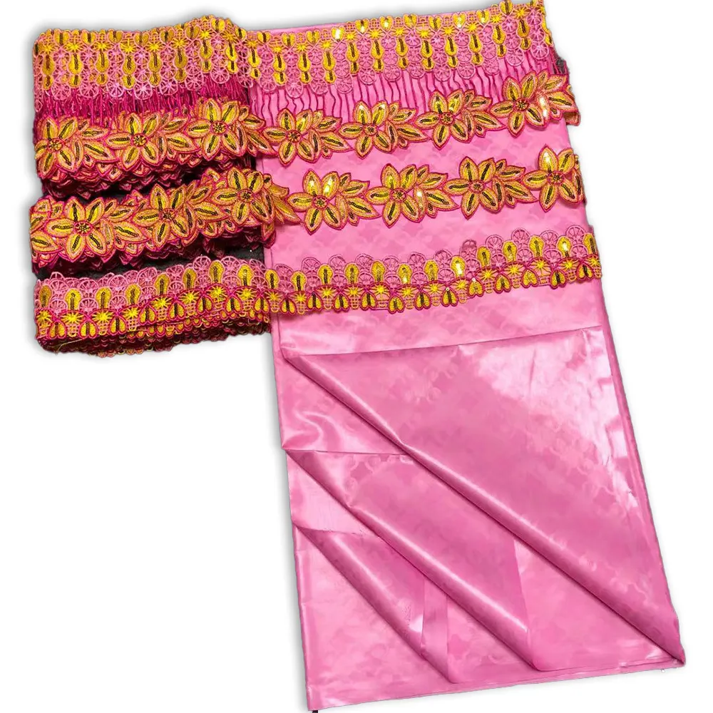 African Bazin Fabric Riche 2022 High Quality Lace Trim Ribbon Fabric Collar Dress Guipure Decor 5 Yards Brocade For Women
