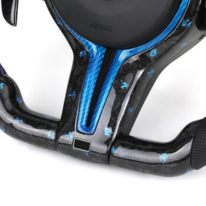 <span class=keywords><strong>Volant</strong></span> POWERFLOW personnalisé bleu <span class=keywords><strong>M</strong></span> Sport entièrement en cuir avec grip de 50 mm pour Série <span class=keywords><strong>1</strong></span> F10/F20/F30/F32/F36 M2 F87 - Product Image 4