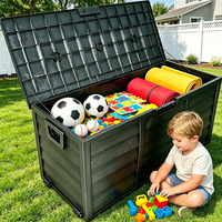 Banc de rangement extérieur 300L avec roulettes, armoire de jardin en plastique verrouillable pour outils de piscine et de terrasse