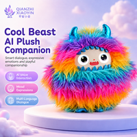 AI Cool Beast Rainbow Long Fur Monster Peluche Jouet Double Cornes Métalliques ChatGPT 50 + Langues Voix Clone Mémoire WiFi Vente en Gros