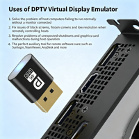 Dummy Plug Virtual Display Adapter Edid Headless 4k Display Emulator Virtual Displayport Accessories for PC Desktop