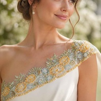 Patch en dentelle florale brodée de sequins blancs, idéal pour les robes Abaya, les tenues de mariage et les accessoires de mode