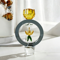 Nouveau porte-bougie en cristal semi-artisanal en forme de tulipe, décoration de table pour la maison et la salle à manger, vente directe d'usine