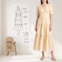 Jupe midi superposée en dentelle jaune clair pour femmes, mode féminine, fabricant de vêtements sur mesure OEM ODM