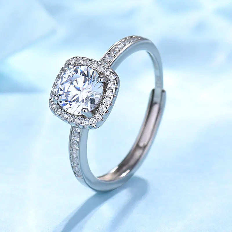 Verlobung sring Diamantringe Schmuck Frauen Diamant Hochzeit Benutzer definierte Ewigkeit Verstellbare Sterling Silber Ringe