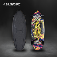 Planche de surf terrestre BAJABOARD 30" Design Jeep Flamme, plateau métallique, revêtement PU, skateboard léger, roulements ABEC-9, pas de poussée requise