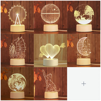 Lampe de chevet moderne à LED magnétique 3D, alimentée par USB, en acrylique+ABS, grande taille, à intensité variable, blanc chaud