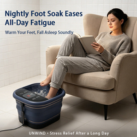 Bain de pieds massant pliable électrique avec télécommande et fonction de chauffage