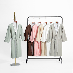 Albornoz promocional de lujo para hombre <span class=keywords><strong>Gabardina</strong></span> Batas de baño de doble capa Mujeres - Product Image 3