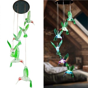 Lampe de jardin solaire LED à carillon éolien colibris, étanche et à changement de couleur, prix usine - Product Image 4