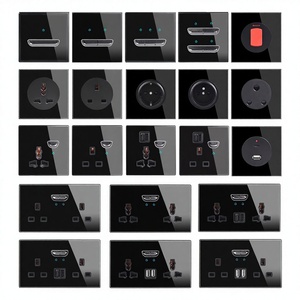 टॉगल रीसेट स्विच 86 ब्लैक ग्लास पैनल की अगुवाई वाली रोशनी ip20 लौ रिटरेंट इन्सुलेशन ewall सॉकेट सेट पूर्ण श्रृंखला - Product Image 3