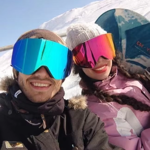 हुबो 1970 बी लाल स्की गोगल्स चुंबकीय एंटी-फॉग क्यूवी 400 सुरक्षा ध्रुवीकृत लेंस बेलनाकार डिजाइन बर्फ इष्टतम दृष्टि - Product Image 3