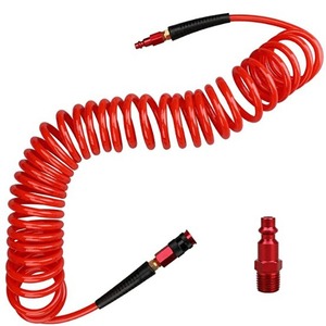 Coil Air Hose 7.5m PU Tubing 6x9.5mm With 1/4 NPT Aluminum Fitting For Pneumatic Tools - Product Image 1