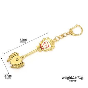 Vente en gros de porte-clés en métal créatifs sur le thème de l'anime, 12 designs, <span class=keywords><strong>Fairy</strong></span> <span class=keywords><strong>Tail</strong></span>, les douze constellations, pendentif de voiture en or - Product Image 3
