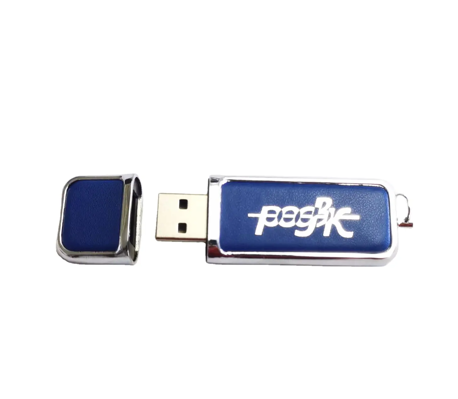 Caldo di timbratura argento Logo PU in pelle portachiavi usb flash drive in pelle usb chiavetta portachiavi 8gb 16gb 32gb, in pelle pen drive