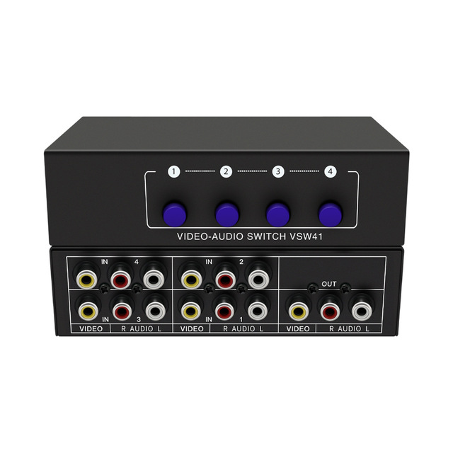 AV Audio and Video Switcher 4 In1 Out RCA Interface 4*1 Shared 4 Yellow Red WhiteLotus Source Manufacturers