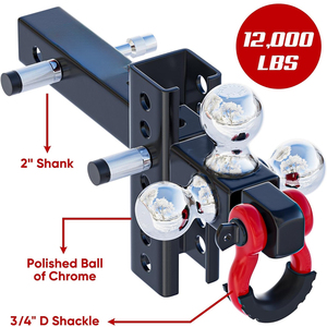 AMBITION <span class=keywords><strong>Attelage</strong></span> de remorque réglable D-Shackle Tri-Ball Mount avec crochet rotatif Pin Shackle Tri Ball Drop Hitch Adjustable - Product Image 2
