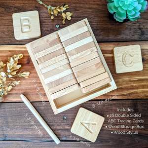 Letras de madera de doble cara superior e inferior | Incluye estuche de almacenamiento <span class=keywords><strong>y</strong></span> lápiz óptico | Juego de 26 piezas - Product Image 5
