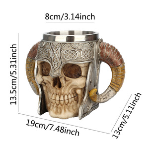 Tasses à café fantaisie en métal avec motif fantôme <span class=keywords><strong>3D</strong></span> en relief, cadeau créatif d'Halloween, tasses à logo en forme de crâne - Product Image 4