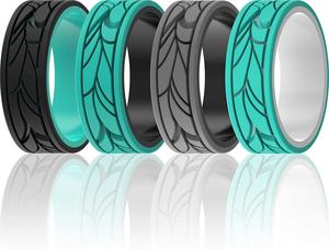 Hochwertiger Damen-Ehering aus Silikon mit geprägtem Muster - Product Image 3