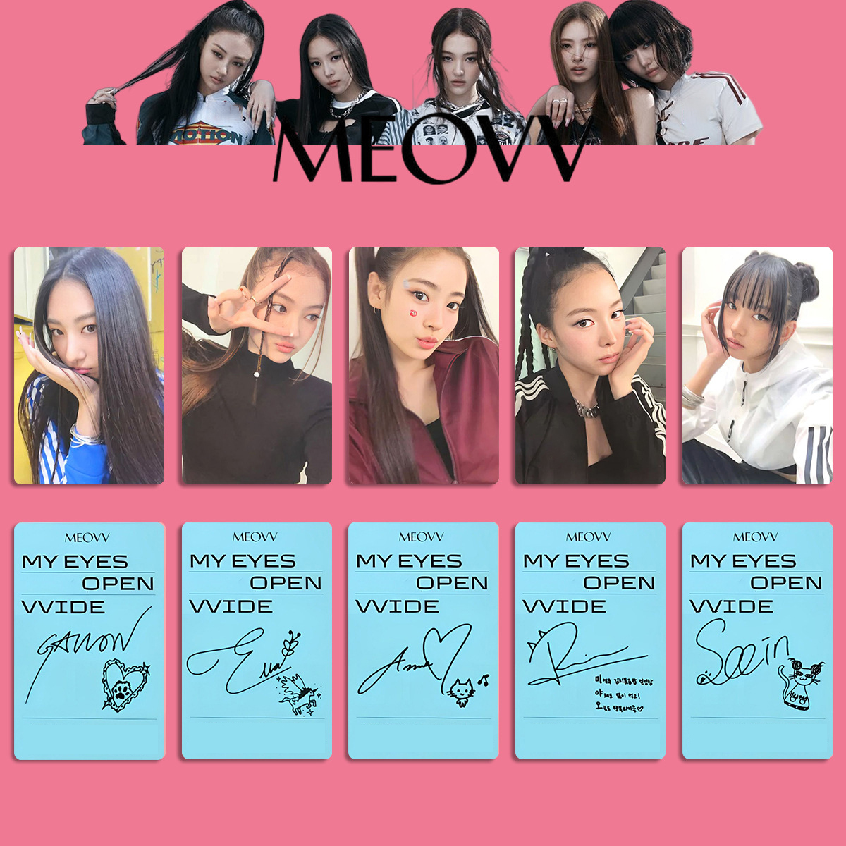 5Pcs KPOP MY EYES OPEN Album Photocards Set – Customized Selfie