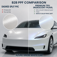 Film de protection automobile Azure Snow White en TPU aliphatique coloré, auto-réparateur, anti-rayures, anti-jaunissement, hydrophobe et résistant aux UV