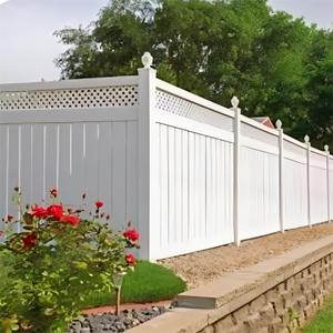 Valla <span class=keywords><strong>de</strong></span> privacidad <span class=keywords><strong>de</strong></span> vinilo PVC personalizada <span class=keywords><strong>de</strong></span> 6x8 pies para jardín exterior con panel y tapa <span class=keywords><strong>de</strong></span> poste, 6 pies <span class=keywords><strong>de</strong></span> altura - Product Image 1