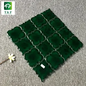 China Lieferanten glänzend rein grün Keramik Mosaik Badezimmer Boden Wand dekorative grüne Keramik quadratische Mosaik fliesen