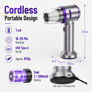 OEM ODM 65W 15kPa 4-in-1 Cordless Handheld <b>Vacuum</b> Cleaner Air Blower Inflator Deflator with Brushless Motor 7 Attachments - Product Image 4