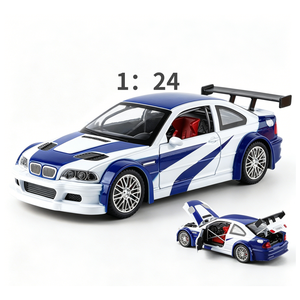 รถเหล็กหล่อแบบไดแคสต์ ขนาด 1:24 รุ่น BMWSS M3 GTRE46 พร้อมเสียงและไฟ ประตูเปิดได้ ของสะสมตกแต่ง ของเล่นโลหะ รถโบราณ สำหรับเด็กผู้ชาย - Product Image 1