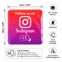 Autocollant NFC de 10 cm (3,93 pouces) avec inscription « Follow Us on Instagram », étanche, en époxy, cercle, plaque Instagram