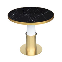 Table à manger ronde en céramique ou en marbre, pieds en acier inoxydable, or brossé, moderne, Set de luxe