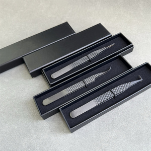 Pinset ekstensi bulu mata logo mega volume dengan pegangan serat pinset ujung serat 45 90 derajat bentuk l - Product Image 4