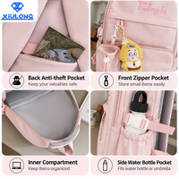 Sac à dos léger de style coréen OEM à motif étoile, multi-poches, grande capacité, pour adolescentes, pour le quotidien et le campus