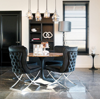 Chaise de salle à manger royale de luxe capitonnée en tissu velours avec pieds en acier inoxydable, chaises de restaurant, meubles de salle à manger pour la maison et l'hôtel