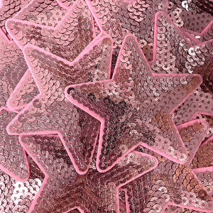 Parche de estrella de lentejuelas plateadas rosas, apliques bordados con purpurina para planchar, para ropa, sombreros, bolsas, accesorios de decoración para manualidades DIY, 30 Uds. - Product Image 1