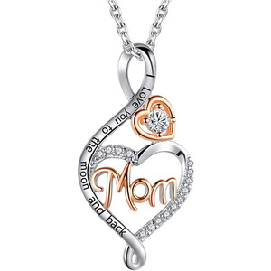 Collana con Ciondolo a Cuore per Mamma, Placcata in Oro Rosa con Zirconia Cubica, Regalo per Donne, Gioielli con Catena in Lega, Stile Romantico alla Moda - Product Image 1