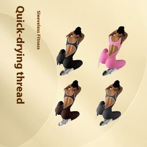 Европейский американский женский бесшовный спортивный боди, Быстросохнущий цельный комбинезон для йоги, с V-образным вырезом на спине - Product Image 4