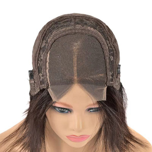 Pelucas Bob de Cabello Humano Brasileño Baratas con Frente de Encaje Elástico, Color Natural 4*4, Pelucas Cortas Sin Pegamento de 8-14 Pulgadas - Product Image 4