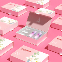Nouvelle conception, boîte-cadeau en papier magnétique imperméable rose, doublure en éponge, luxe, pour crème pour le visage, emballage de présentation cosmétique