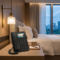Téléphone d'hôtel H5W noir pour chambre d'hôtes, téléphone IP SIP avec écran couleur de 3,5 pouces, 6 touches de numérotation rapide, appel vidéo Wi-Fi, PoE, 2 lignes SIP, point d'accès